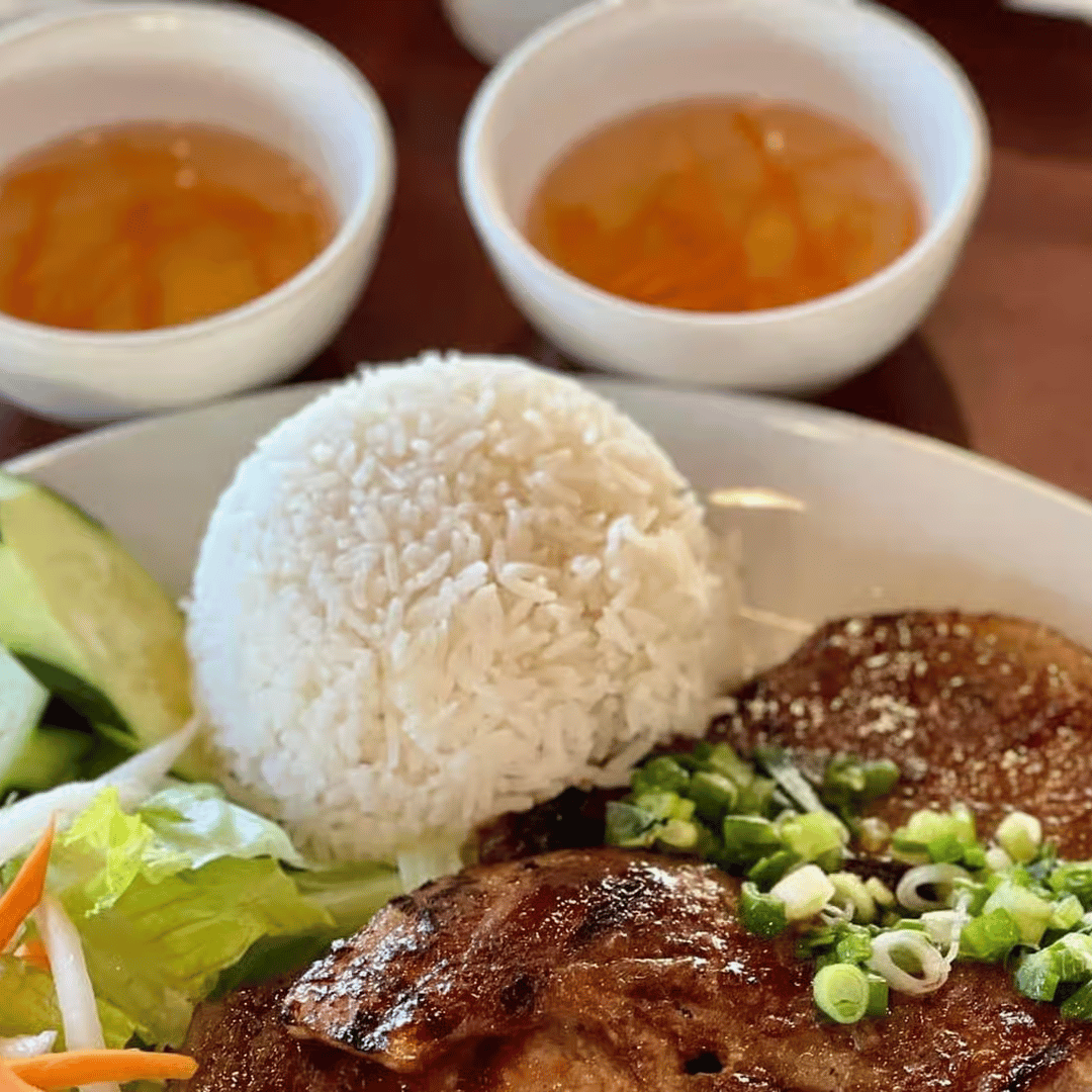 Cơm Sườn Nướng / Grilled Pork Chop Over Steamed Rice